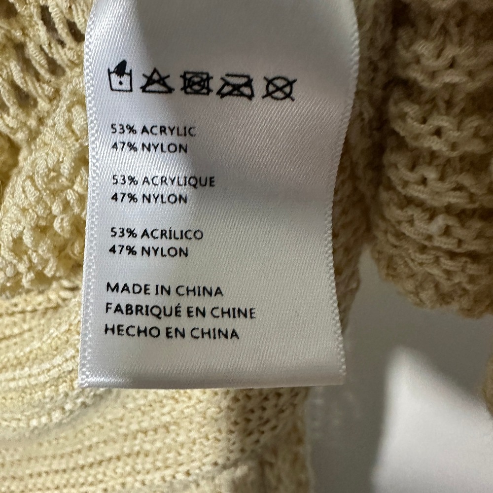Anthropologie Juillet Cropped Cardigan Open Knit Cover Up Beige One Size Boho - Picture 4 of 5